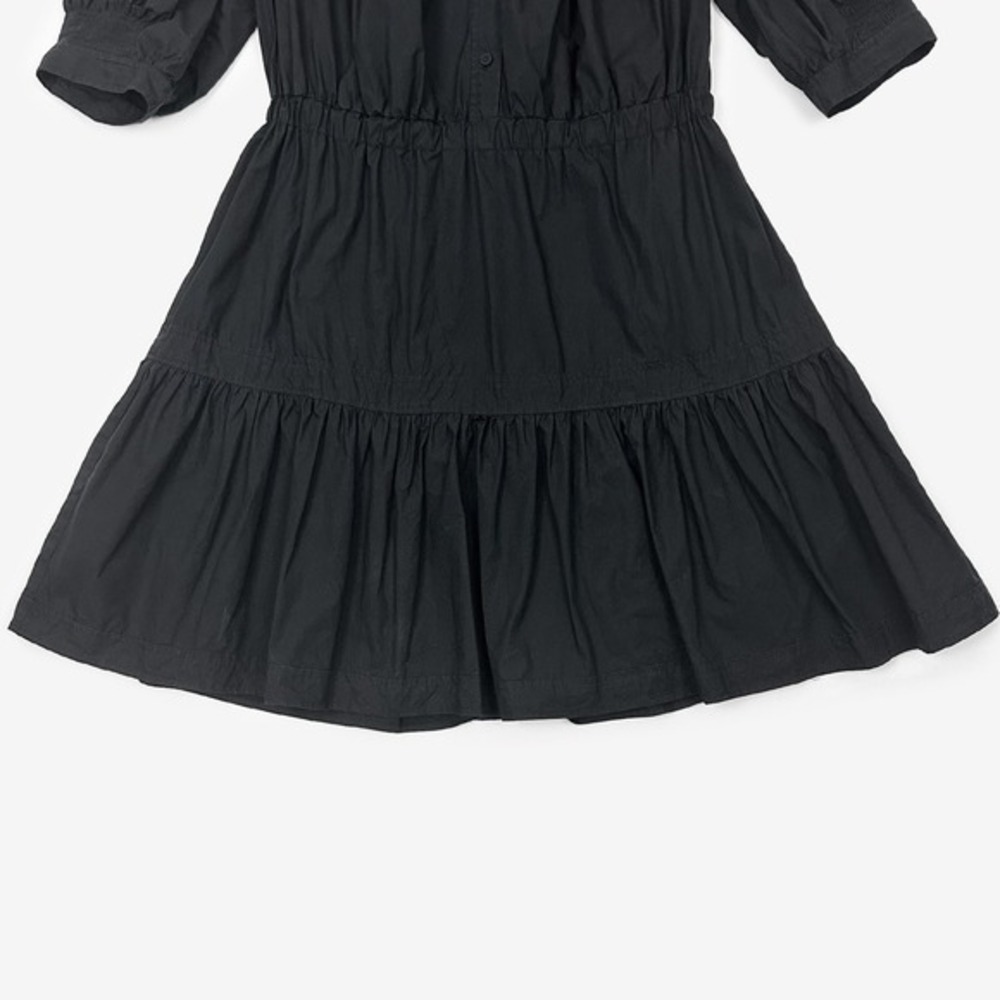 La Vie Rebecca Taylor Tiered Mini Dress Size M Black Cotton Classic Quiet Luxury - Picture 7 of 9